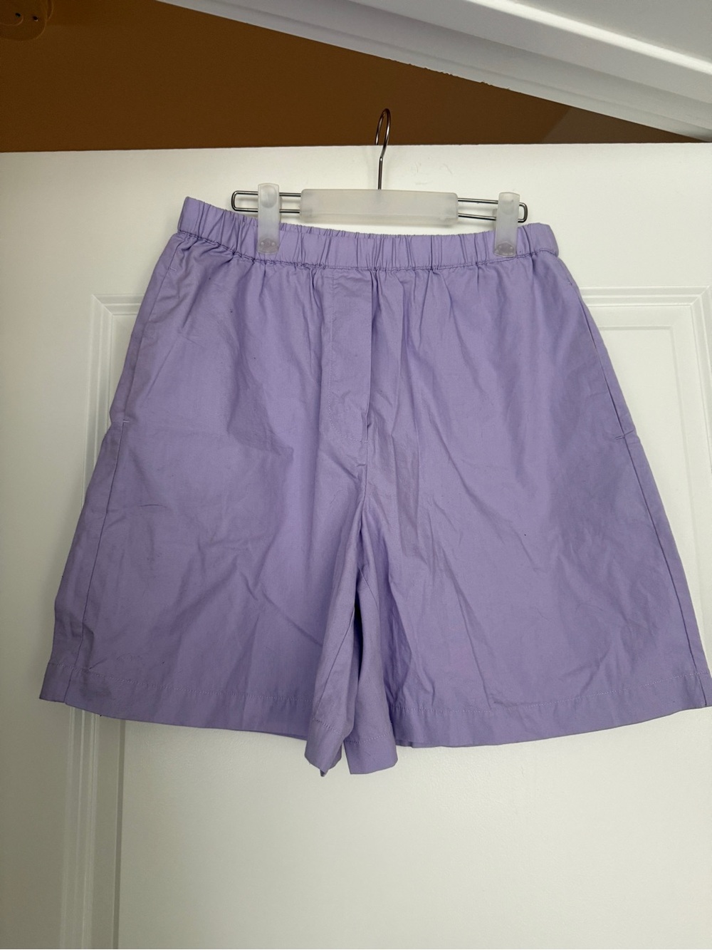Aritzia Purple Wilfred Free Lilac cotton poplin shorts